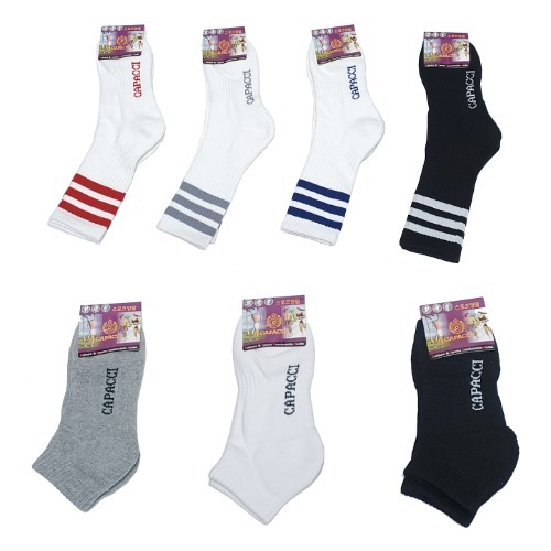 Domestic-made women&#039;s foot thick cushion Sports socks Linkle plain ankle three-line long neck