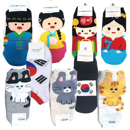 Korean traditional character socks for home-grown women, traditional Korean characters, Korean national flags, foreign gifts during the Joseon Dynasty